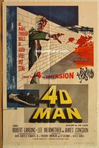 g031 4D MAN one-sheet movie poster '59 Robert Lansing, Lee Meriwether