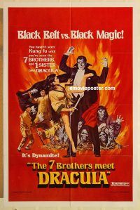g034 7 BROTHERS MEET DRACULA one-sheet movie poster '79 kung fu horror!