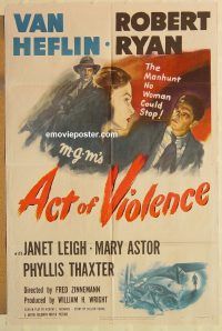 g041 ACT OF VIOLENCE one-sheet movie poster '49 Robert Ryan, Van Heflin
