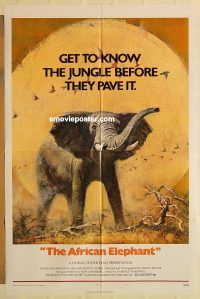 g046 AFRICAN ELEPHANT style A one-sheet movie poster '71 jungle documentary!