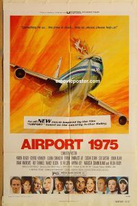 g053 AIRPORT 1975 1sh '74 Charlton Heston, Karen Black, G. Akimoto aviation accident art!