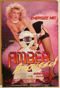g072 AMBER AROUSED one-sheet movie poster '85 Amber Lynn, sexploitation!