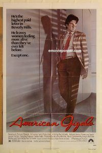 g074 AMERICAN GIGOLO one-sheet movie poster '80 Gere as male prostitute!