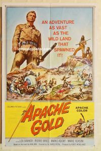 g090 APACHE GOLD one-sheet movie poster '63 Lex Barker, western
