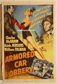 g097 ARMORED CAR ROBBERY one-sheet movie poster '50 sexy Adele Jergens!