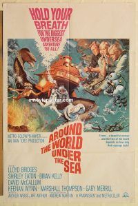g099 AROUND THE WORLD UNDER THE SEA one-sheet movie poster '66 Bridges