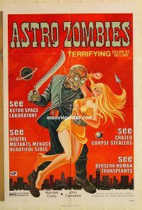 g102 ASTRO-ZOMBIES one-sheet movie poster R71 Corey, Carradine