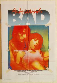 g109 BAD one-sheet movie poster '77 Andy Warhol, Carroll Baker