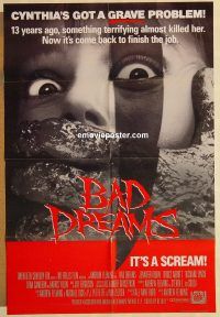 g111 BAD DREAMS int'l one-sheet movie poster '88 Rubin, horror image!