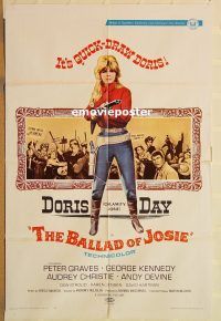 g114 BALLAD OF JOSIE one-sheet movie poster '68 Doris Day with gun!