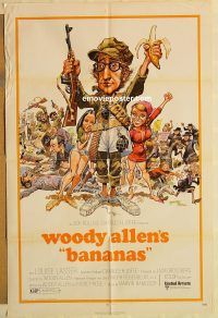 g115 BANANAS one-sheet movie poster '71 Woody Allen, Jack Davis art!
