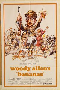 g116 BANANAS int'l one-sheet movie poster R80 Woody Allen, Jack Davis art!