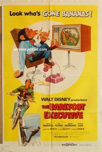 g120 BAREFOOT EXECUTIVE one-sheet movie poster '71 Disney, Kurt Russell
