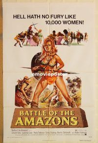 g123 BATTLE OF THE AMAZONS one-sheet movie poster '73 sexy warrior!
