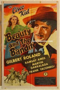 g126 BEAUTY & THE BANDIT one-sheet movie poster '46 Roland, the Cisco Kid!
