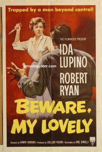 g136 BEWARE MY LOVELY one-sheet movie poster '52 Ida Lupino, Robert Ryan
