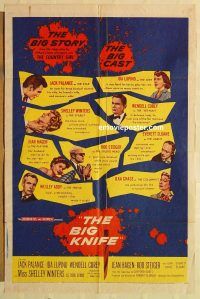 g144 BIG KNIFE one-sheet movie poster '55 Jack Palance, Ida Lupino
