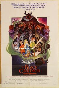 g149 BLACK CAULDRON one-sheet movie poster '85 Disney CG!