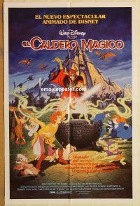 g150 BLACK CAULDRON Spanish one-sheet movie poster '85 Disney CG!