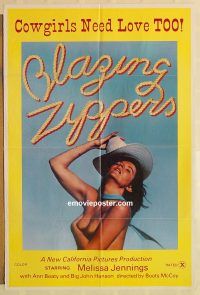 g156 BLAZING ZIPPERS one-sheet movie poster '74 Boots McCoy, sexy cowgirl!