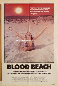 g161 BLOOD BEACH one-sheet movie poster '81 classic quicksand image!