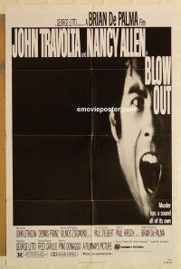 g165 BLOW OUT one-sheet movie poster '81 John Travolta, Brian De Palma