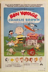 g175 BON VOYAGE CHARLIE BROWN one-sheet movie poster '80 Peanuts, Schulz