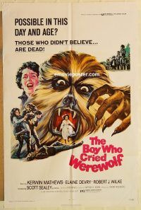 g184 BOY WHO CRIED WEREWOLF one-sheet movie poster '73 Kerwin Mathews