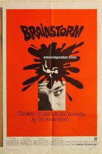 g185 BRAINSTORM one-sheet movie poster '65 Jeffrey Hunter, film noir!