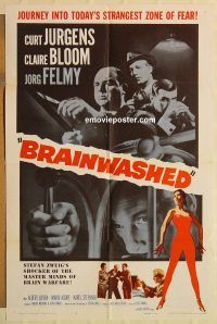 g186 BRAINWASHED one-sheet movie poster '60 Curt Jurgens, Claire Bloom
