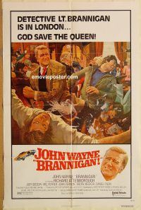 g187 BRANNIGAN one-sheet movie poster '75 John Wayne, Richard Attenborough