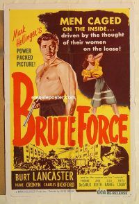g197 BRUTE FORCE one-sheet movie poster R56 Burt Lancaster, Cronyn