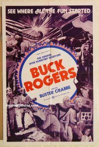 g198 BUCK ROGERS one-sheet movie poster R66 Buster Crabbe serial!