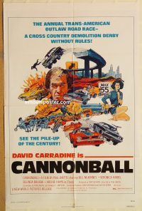 g219 CANNONBALL one-sheet movie poster '76 Carradine, trans-am car racing!