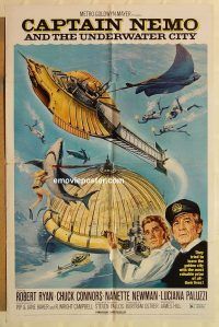 g220 CAPTAIN NEMO & THE UNDERWATER CITY one-sheet movie poster '70 Ryan
