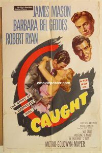 g234 CAUGHT one-sheet movie poster '49 James Mason, film noir!