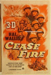 g235 CEASE FIRE one-sheet movie poster '53 Hal Wallis 3D war movie