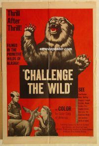 g238 CHALLENGE THE WILD one-sheet movie poster '54 primitive Alaska!