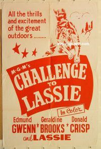 g239 CHALLENGE TO LASSIE Canadian one-sheet movie poster '49 Edmund Gwenn