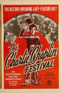 g245 CHARLIE CHAPLIN FESTIVAL one-sheet movie poster R1960s comedy shorts!