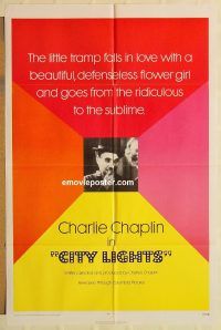 g260 CITY LIGHTS one-sheet movie poster R72 Charlie Chaplin boxing!