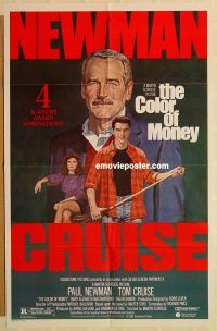 g268 COLOR OF MONEY one-sheet movie poster '86 Paul Newman, Tom Cruise