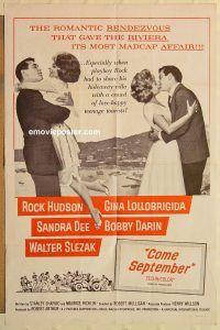 g270 COME SEPTEMBER military one-sheet movie poster '61 Sandra Dee, Rock Hudson