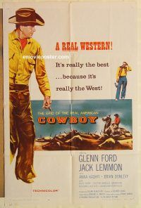 g284 COWBOY one-sheet movie poster '58 Glenn Ford, Jack Lemmon