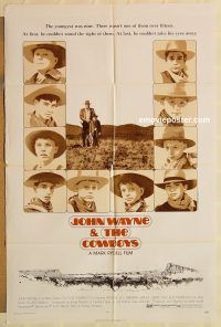 g285 COWBOYS one-sheet movie poster '72 big John Wayne, Bruce Dern