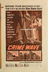g290 CRIME WAVE one-sheet movie poster '53 Sterling Hayden, film noir