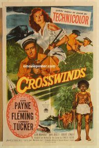 g295 CROSSWINDS one-sheet movie poster '51 John Payne, Rhonda Fleming