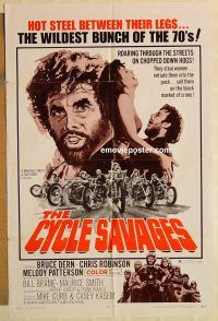 g305 CYCLE SAVAGES one-sheet movie poster '70 Bruce Dern, cult bikers!