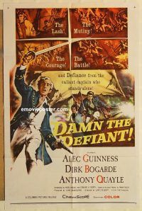 g309 DAMN THE DEFIANT one-sheet movie poster '62 Alec Guinness, Bogarde