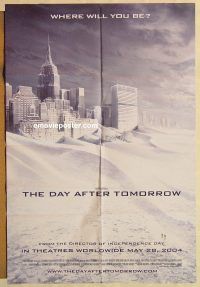 g316 DAY AFTER TOMORROW DS int'l advance one-sheet movie poster '04 Quaid